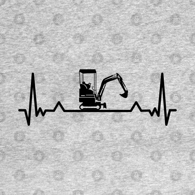 Digger Excavator Heartbeat Funny Gift by qwertydesigns